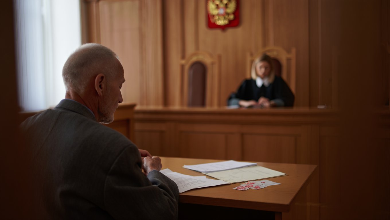 Мужчина в суде с бумагами